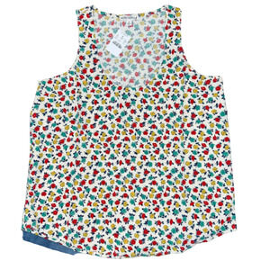NWT J. Crew White/Ivory Floral/Poppy Rayon Sleeveless Tank Top - SIZE SMALL